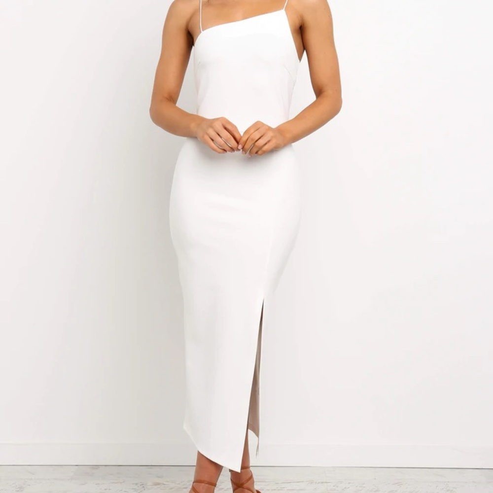 White midi dress. Perfect for brides!